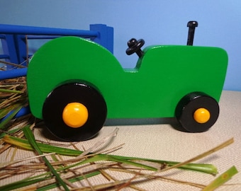 Farm Tractor Toy, Push, Wood, Birthday for Boy/Girl, Wooden Toys, Kids Toy Party Favor