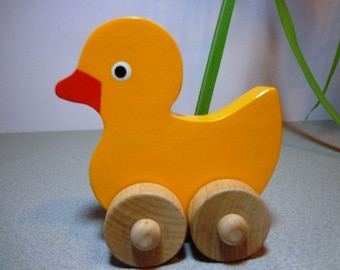 Handmade Wooden Duck Push Toy, Baby Shower Gift