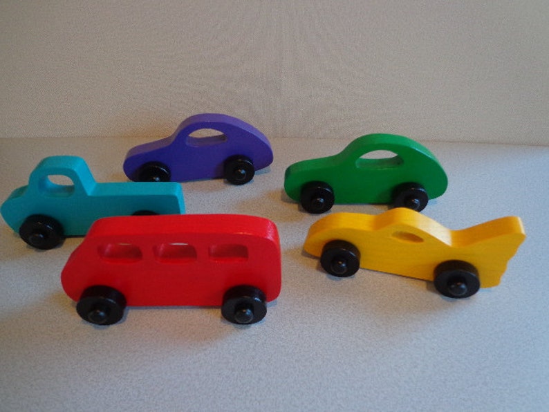 Wood/Wooden Toy Vehicles: Truck, Bus and Car, Vehicles Party Favor Toys, Birthday Gift For Boy and Girls image 1