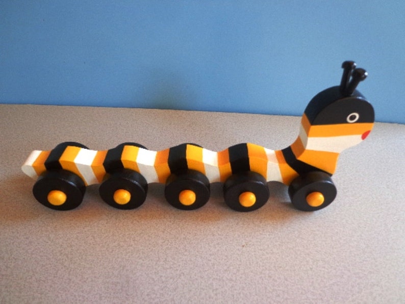 Christmas Gift For Kids Kids Toy Kids Gift Wood Toy PushPull Toy Monarch Caterpillar WoodWooden Caterpillar Toy