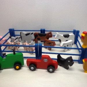 Wood Toys Farm Set, Cows, Horses, Goats, Chickens, Pig, Tractor, Farm Truck, Fence, Birthday  Gift for Kids, Kids Gift Farm Toy Set
