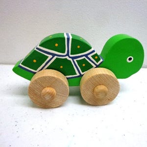Wooden Toy Turtle, Car, Ladybug, Bunny,& Chicken Wood Push Kids Toy, Giveaways Toys For Children, Easter Gift Kids image 9