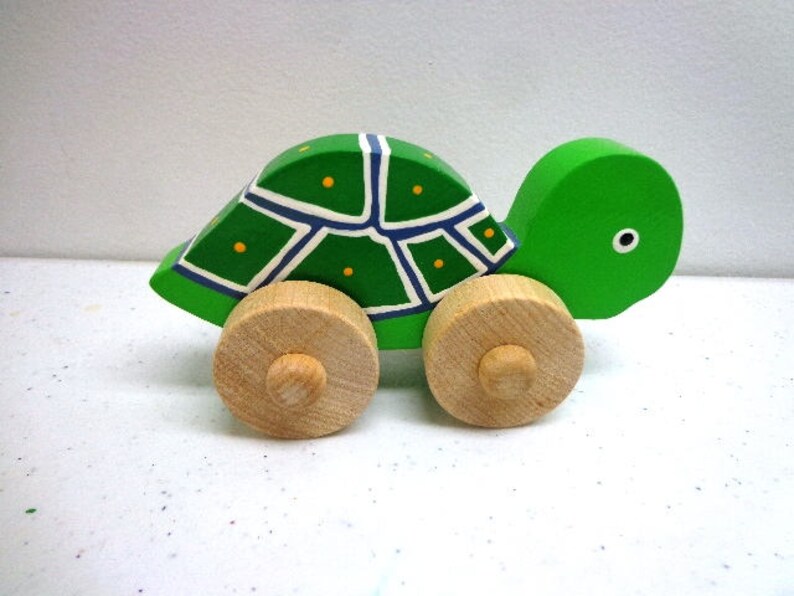 Wooden Toy Turtle, Car, Ladybug, Bunny,& Chicken Wood Push Kids Toy, Giveaways Toys For Children, Easter Gift Kids image 9