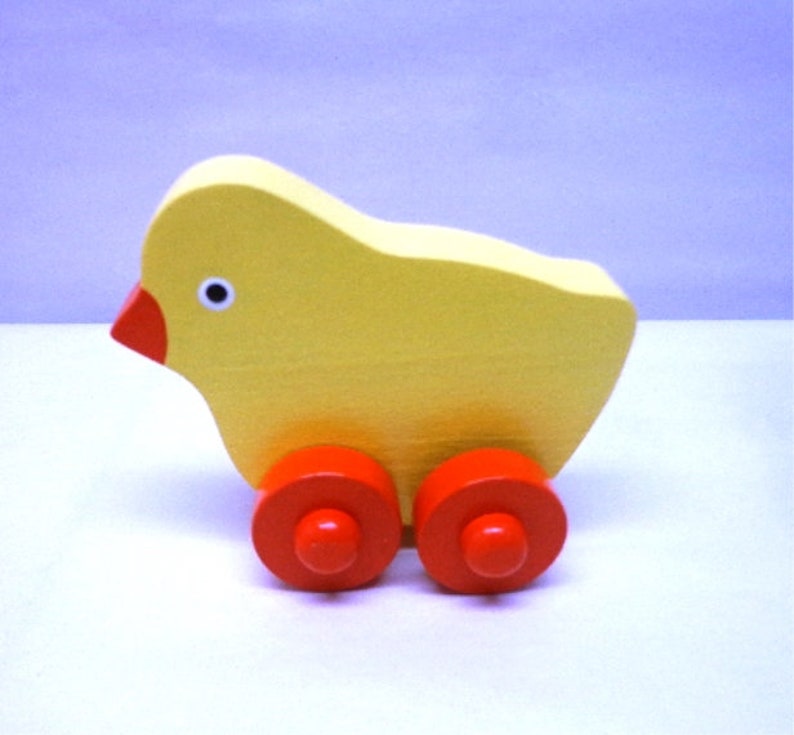 Wooden Toy Turtle, Car, Ladybug, Bunny,& Chicken Wood Push Kids Toy, Giveaways Toys For Children, Easter Gift Kids image 4