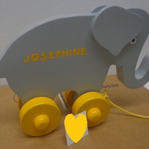 Personalized Wooden Toy Elephant Birthday Gift Kids - Name Your Elephant Push/Pull Toy - Gift Kids - Wood Toy Elephant