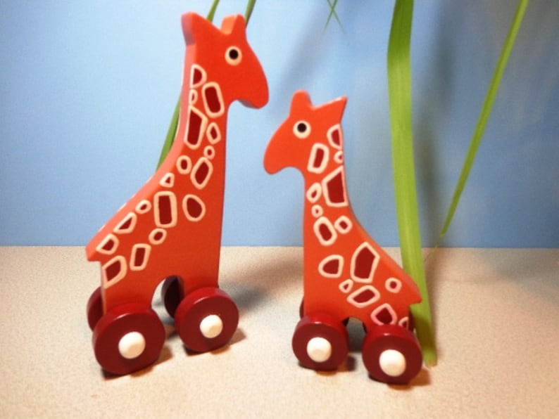 Giraffe Wooden Toys Mama and Baby Giraffe Push Toys Gift Etsy New Zealand