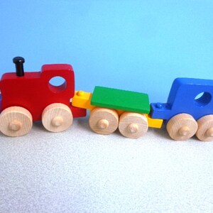 Wooden Toy Train Set - Kids Birthday Gift Toy Train - Rolling Toy Train - Kids Gift - Made In USA Toy - Wood Toy Christmas Kid