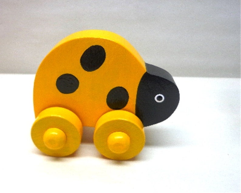 Wooden Toy Turtle, Car, Ladybug, Bunny,& Chicken Wood Push Kids Toy, Giveaways Toys For Children, Easter Gift Kids image 7