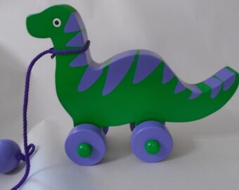 ON SALE! Dinosaur Push/Pull Toy Christmas Gift For Children, Handmade, Wood/Wooden Toy Dinosaur Birthday Gift For Kids