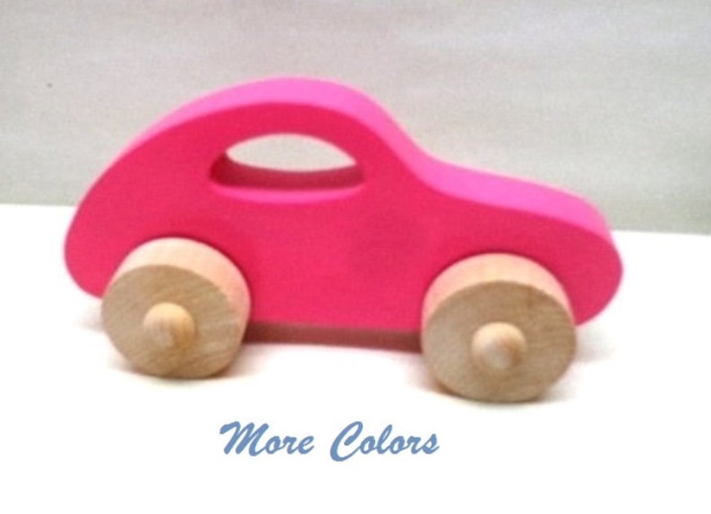 Wood Wooden Toy Car, Party Favor Toy, Push Toy, Birthday Gift Kids, Car Toy image 2