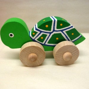 Wooden Toy Turtle, Car, Ladybug, Bunny,& Chicken Wood Push Kids Toy, Giveaways Toys For Children, Easter Gift Kids image 6
