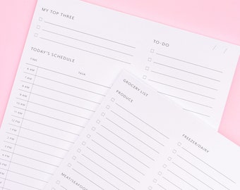 Daily Planner & Grocery List Notepad Set
