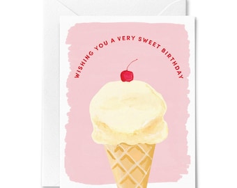 Ice Cream Birthday Card: Hand-Painted Watercolor Design