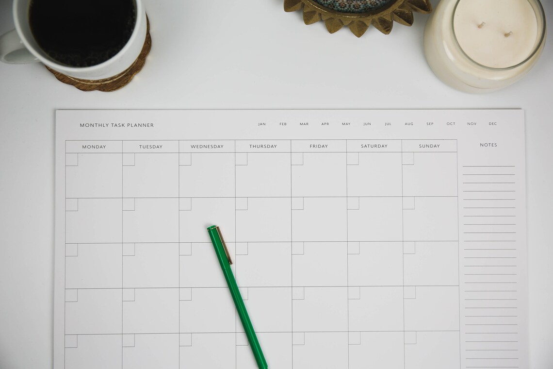 Monthly Desk Calendar Desk Calendar Large Desk Planner - Etsy