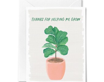 Plant Lovers Thank You Card - Plant Illustration - Cute Thank You Card For Plant Mom - Plant Themed Greeting Card- Pretty Note Card