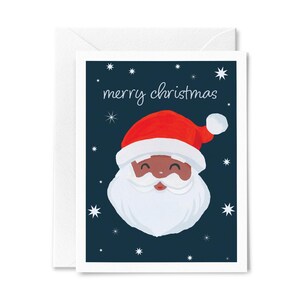 Black Santa Christmas Card - Holiday Greeting with Hand-Illustrated African American Santa - Unique Christmas Card for Friends & Family
