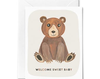 Cute Baby Greeting Card - Illustrated Card for Baby Shower Birth Announcement - Adorable Baby Greeting Card - Perfect for Baby Shower Gift