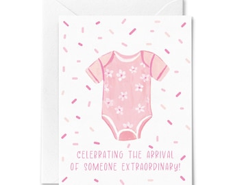 Cute Baby Greeting Card - Illustrated Card for Baby Shower Birth Announcement - Adorable Baby Greeting Card - Perfect for Baby Shower Gift