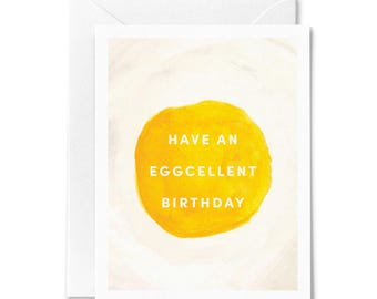 Eggcellent Birthday Card: Funny Food Pun Greeting Card