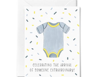 Cute Baby Greeting Card - Illustrated Card for Baby Shower Birth Announcement - Adorable Baby Greeting Card - Perfect for Baby Shower Gift