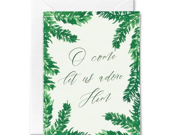 O Come Let Us Adore Him - Christian Christmas Card - Religious Greetings