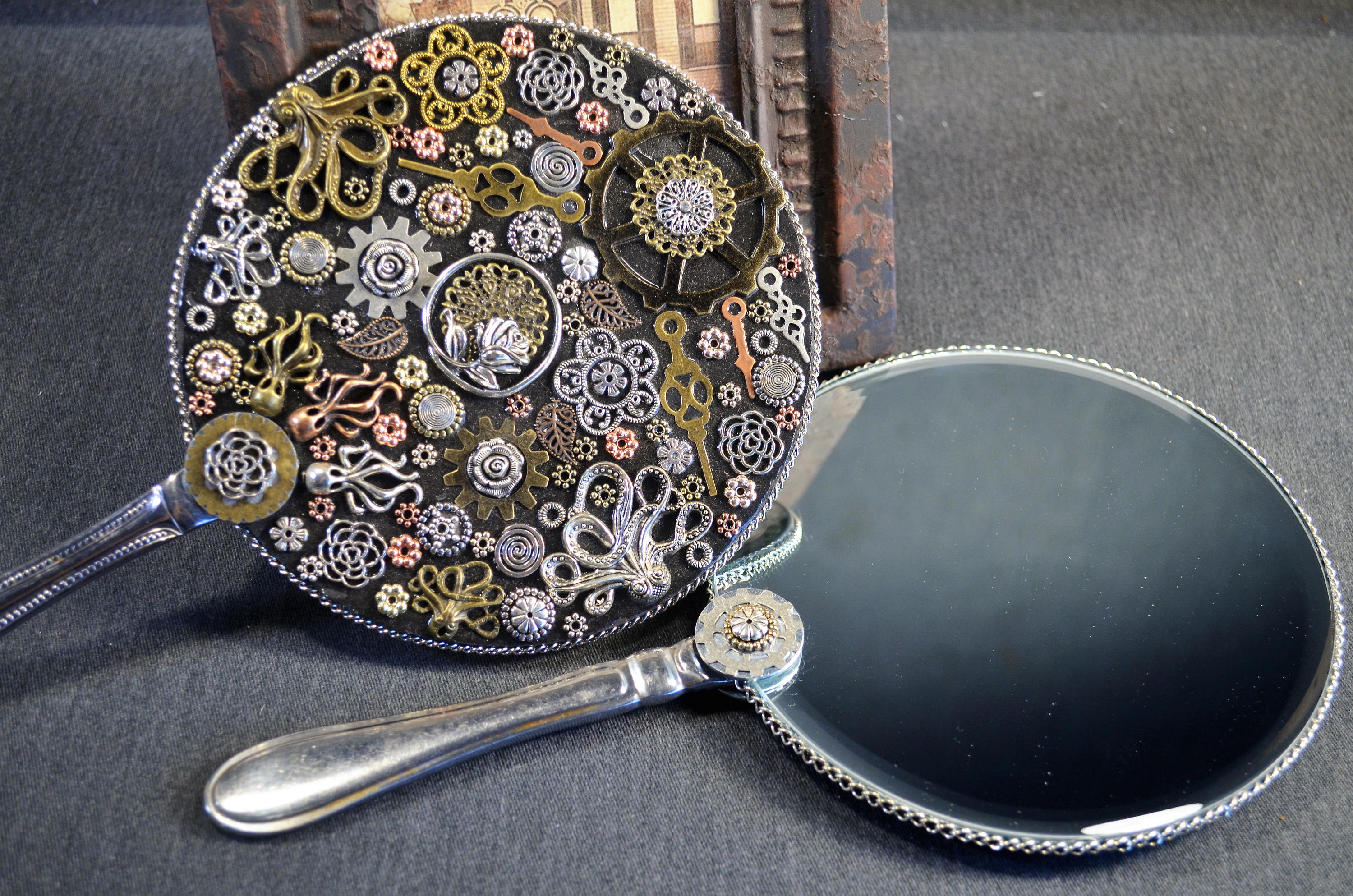 Hand Mirrors Table Mirrors Steampunk Mirrors Handmade Etsy