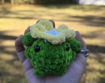 Skiploom Inspired Handmade Plush – Green Flower Monster Plushie