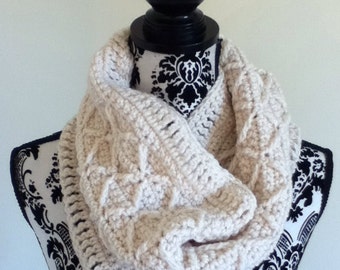 MADE to ORDER Cream Chunky cowl chunky scarf winter scarf fall scarf patterned textured intricate