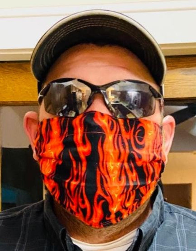 Fire Flames Face Mask Reusable Adult & Child Sizes FREE | Etsy