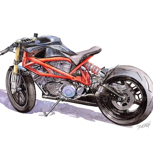 Motorcycle Art Poster, Cafe Racer Print, Motorbike Wall Art, Motorcycle Lover Gift, Transportation Art Poster