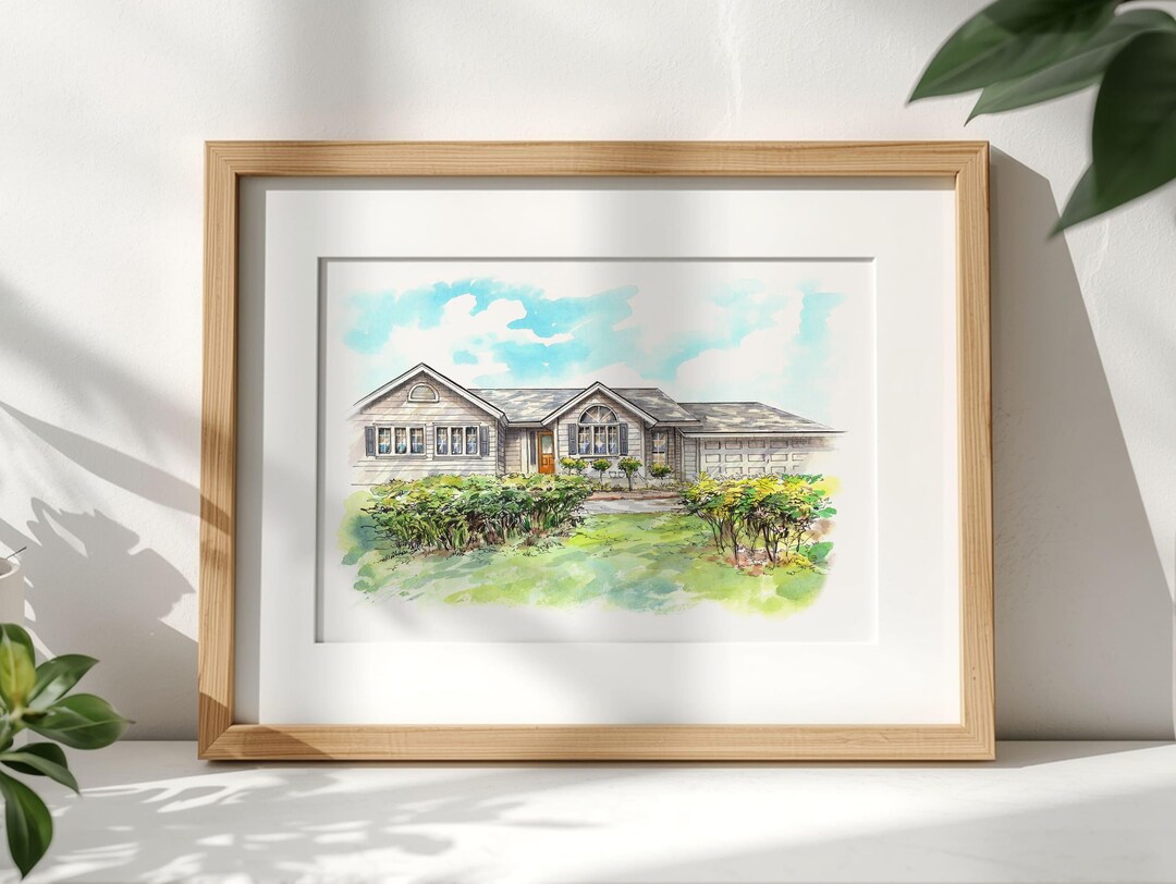 Family and Childhood Home Portrait – Custom Watercolor House ...