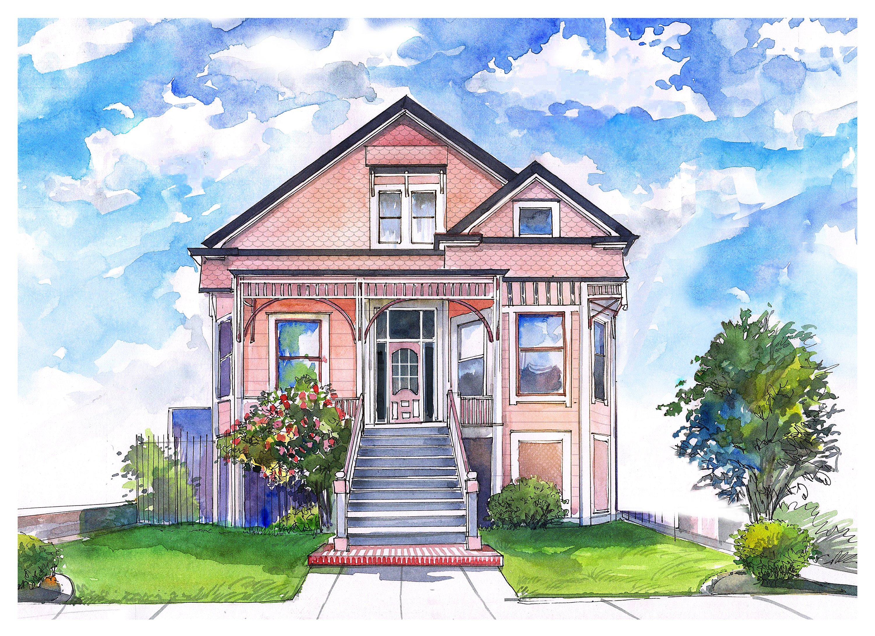 Etsy Painting Of House - s531n0p
