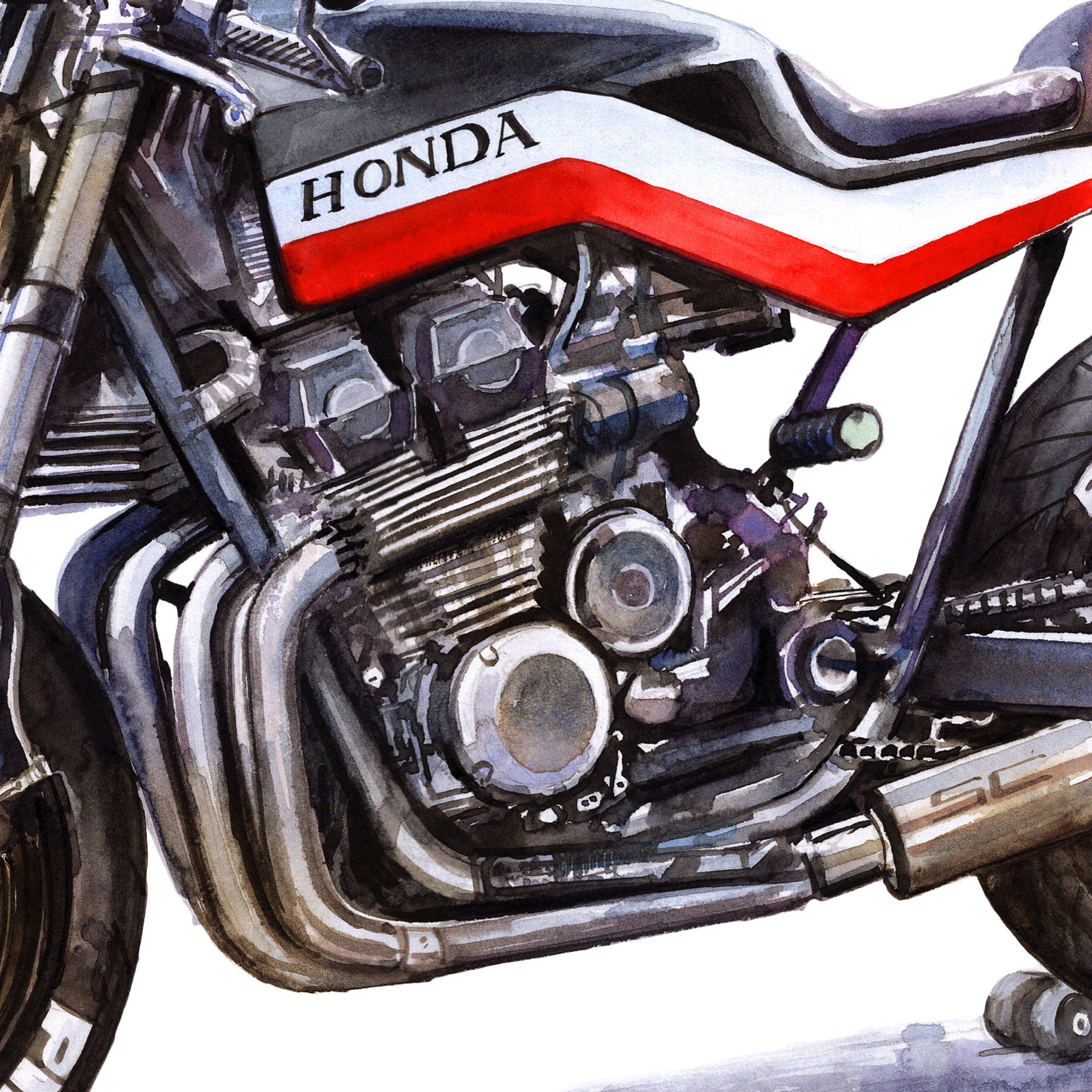 I painted this custom CBX 750 by Crew moto in watercolor : r/CafeRacers