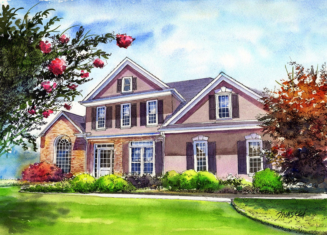 House Painting From Photo, Custom House Portrait, Watercolor House