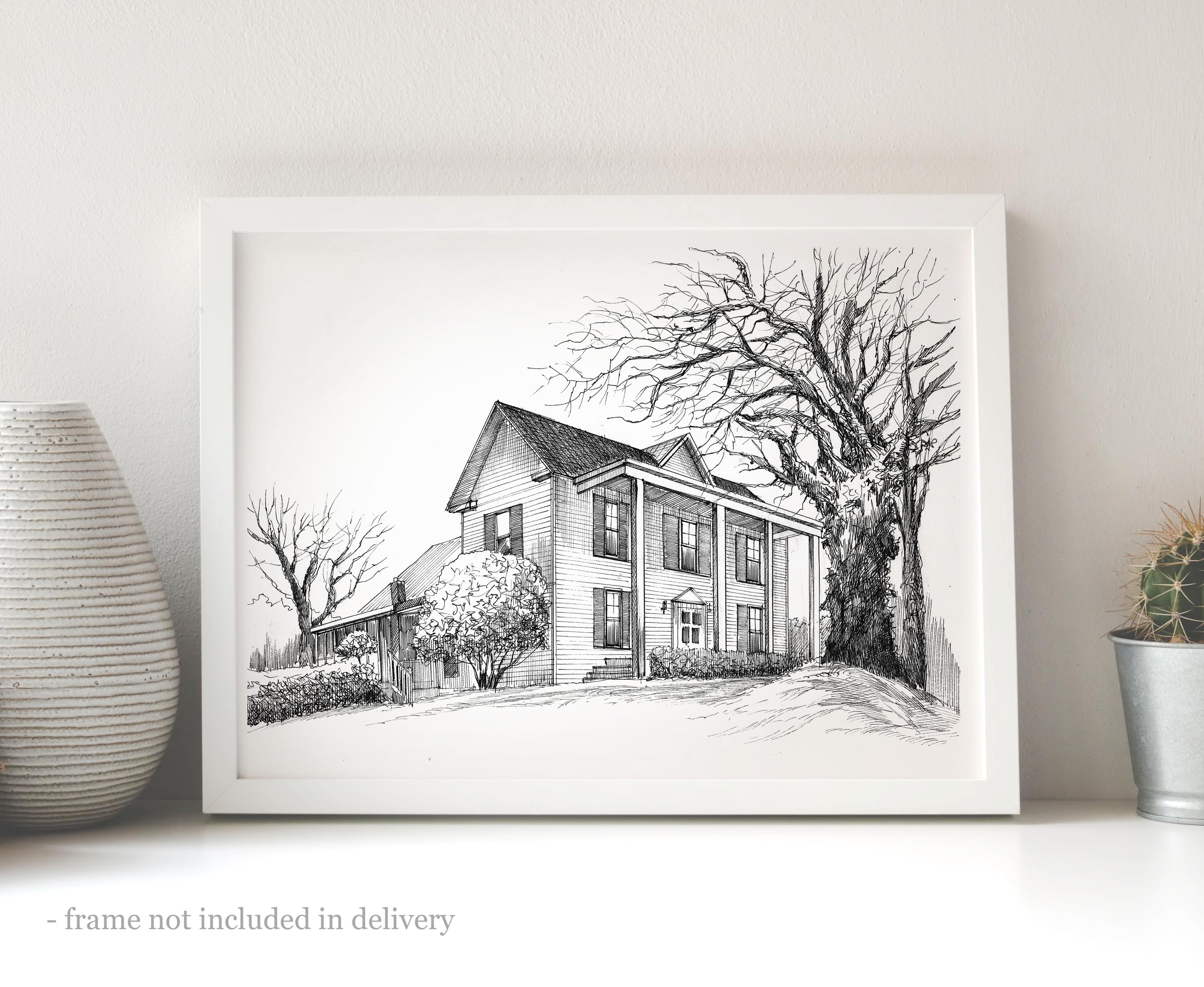 Custom Pen and Ink House Portrait, Personalized Housewarming Gift - Etsy