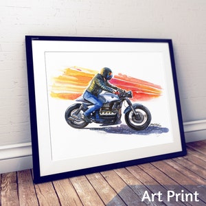 Motorcycle Art Print, Cafe Racer Poster, Motorbike Lover Gift, Motorcycle Art for Garage, Cafe Racer Motorcycle Wall Art