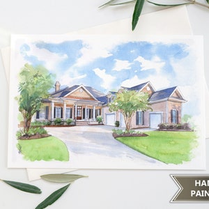 Custom House Portrait, Hand Painted House Painting from Photo, Realtor Closing Gift, Original Hand Painted Home Illustration, New Home Gift