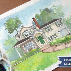 Custom House Portrait from Photo, Watercolor House Painting, Digital Download, Housewarming Gift, First Home Gift, Realtor Closing Gift