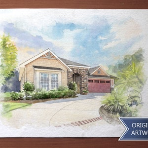 Custom House Painting from Photo, House Warming Gift, Our First Home, Realtor Closing Gift for Buyer, House Drawing from Photo, Home Sketch