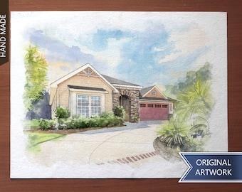 Custom House Painting from Photo, House Warming Gift, Our First Home, Realtor Closing Gift for Buyer, House Drawing from Photo, Home Sketch