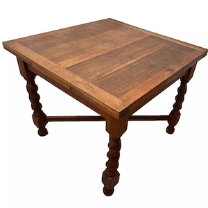 Antique Expanding Pub Kitchen Table Barley Twist Legs Quarter sawed Tiger Oak 1A