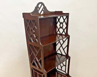 Etagere Bookcase Display Chinese Chippendale Hand crafted Mahogany Butler #615