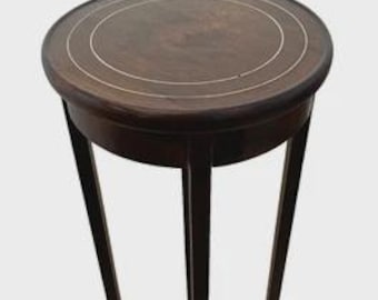 Vintage Plant Stand Round Tall Table with shelf Chippendale style Solid Mahogany
