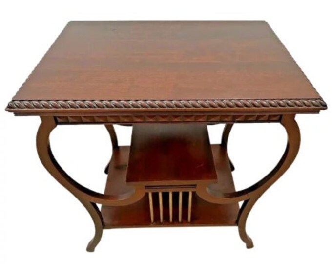 Rare French Table Three Tiers Two Lower Shelves Music Harp Themed