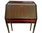 Vintage Mahogany Desk Secretary with Locking Door and Bottom Drawer
