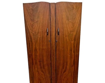 Gorgeous Art Deco Wardrobe Armoire Cabinet Double Locking Doors Shelves Rod