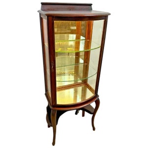 Antique China Cabinet Curio Rockford Furniture Petite curved glass LED Lighted