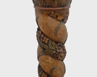 Antique Italian style Column Bust Plant Stand Pedestal Hand Carved solid wood