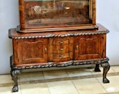 Antique Curio Walnut Burl Chippendale China Hutch Cabinet Buffet 1840 39 s