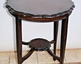 Antique Mahogany Round Parlour Lamp Table Two Tier large plant stand Nationwide shipping available please call for best rates